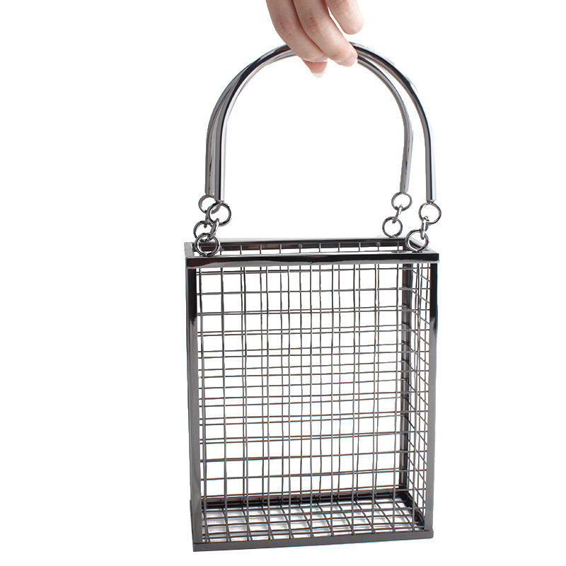 Mesh Strap Metal - 봄과 여름 메탈 홀로우 숄더백 패션