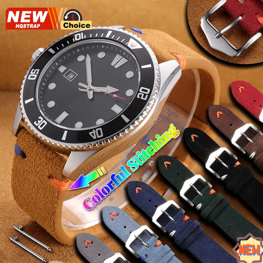 Suede Strap Watch - 새로운 다채로운 스티치 스웨이드 스트랩 22mm
