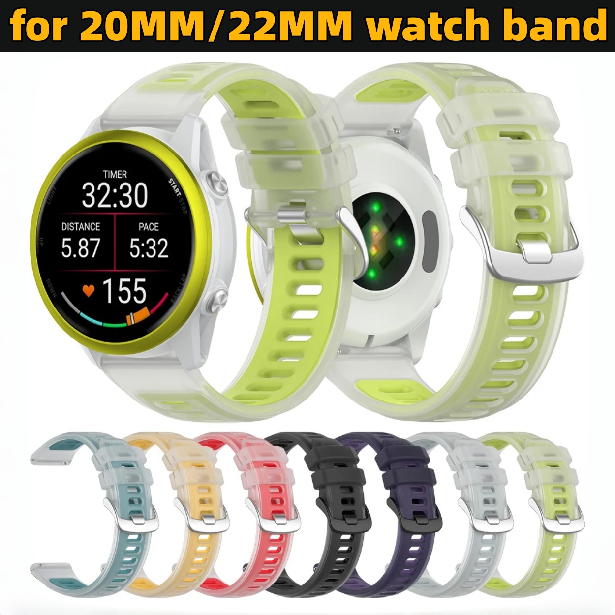 Silicone Watch Band 22Mm - Garmin Forerunner 570 265 255 165