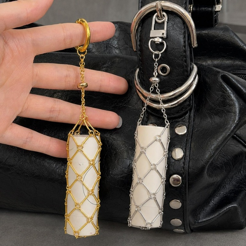 Mesh Strap Metal - 여성용 휴대용 메쉬 메탈 네트 백,