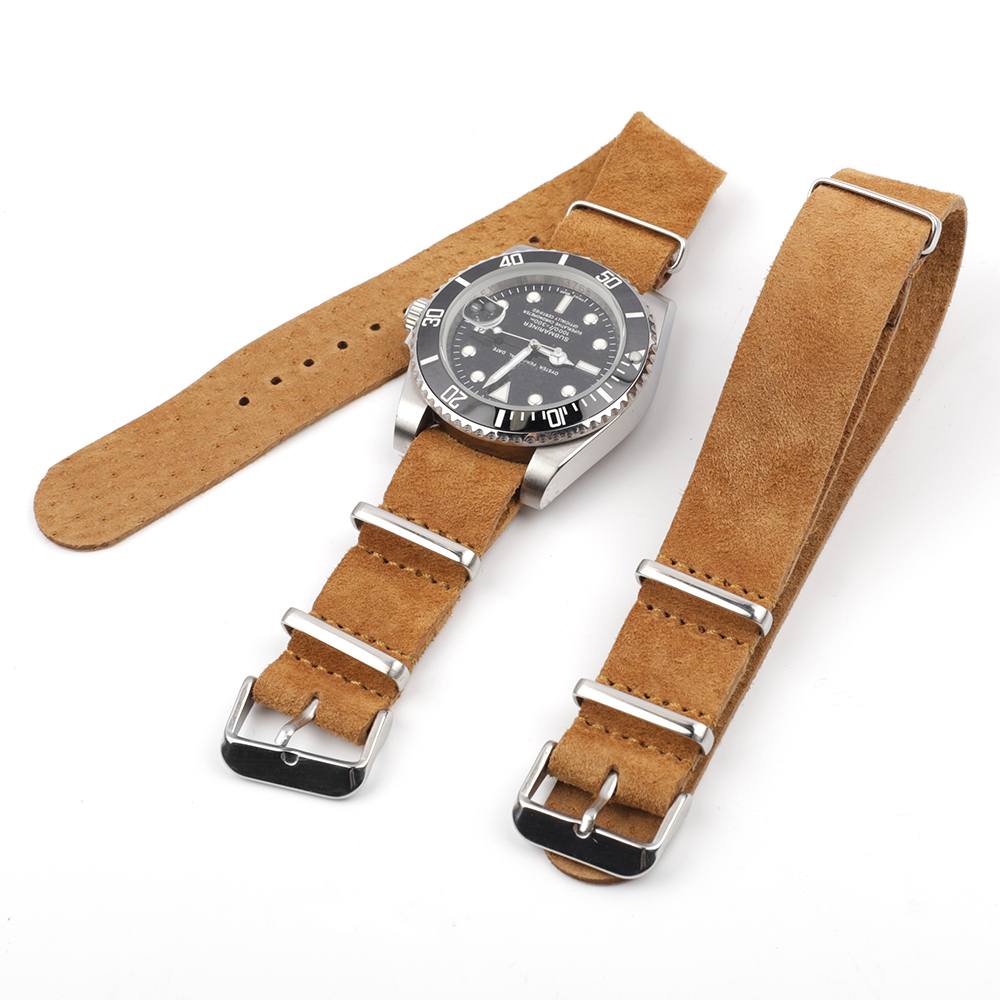 Suede Strap Watch - 부드러운 레트로 스웨이드 천연 가죽 스트랩
