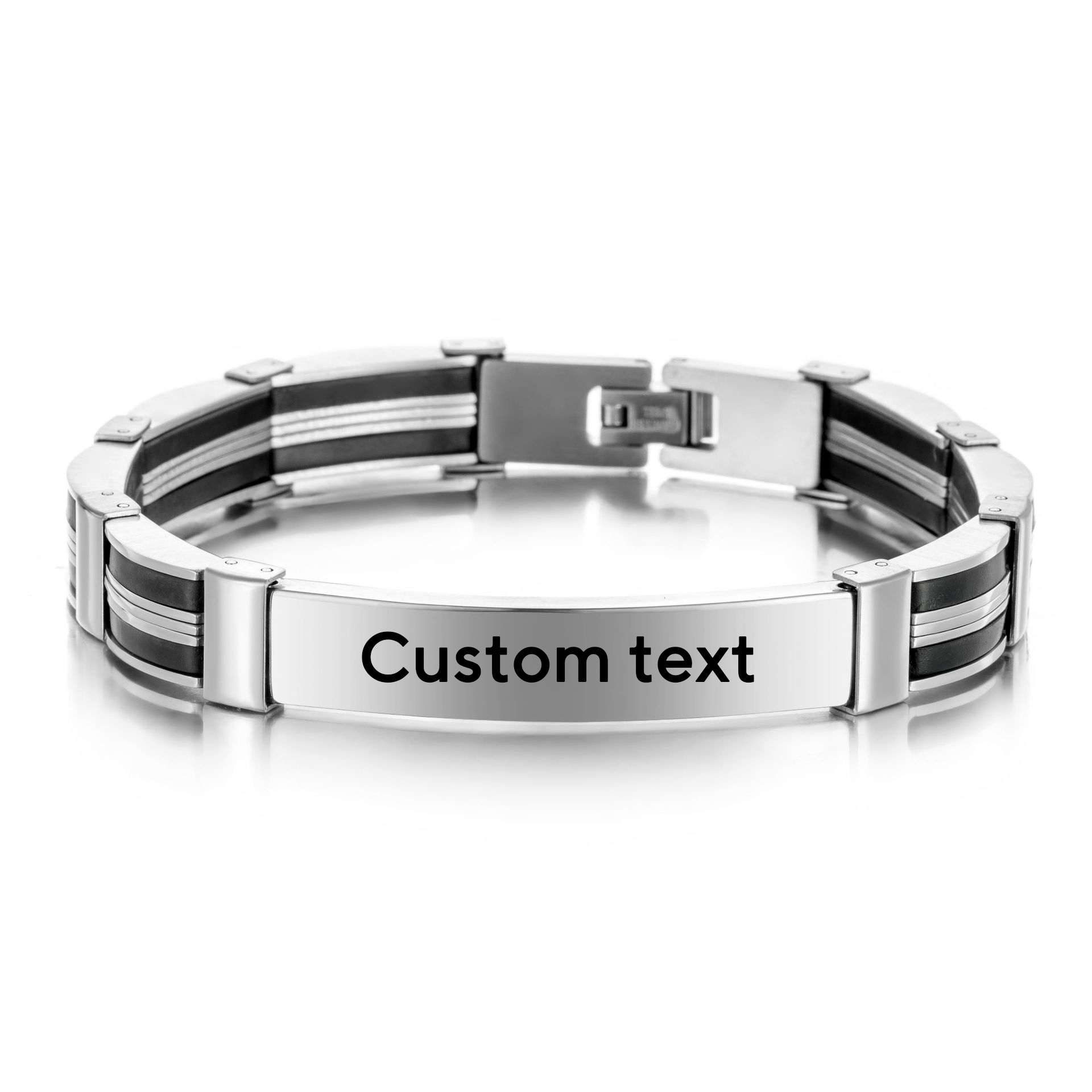 Silicone Band Women - 펑크 커스텀 텍스트 네임 남성용 스테인리스