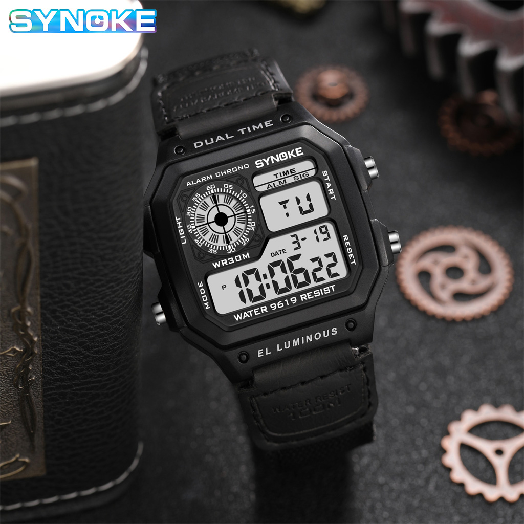 Synoke 남자를위한 야외 군사 디지털 시계 패션 레 - Canvas Strap Watch 리뷰 및 가격