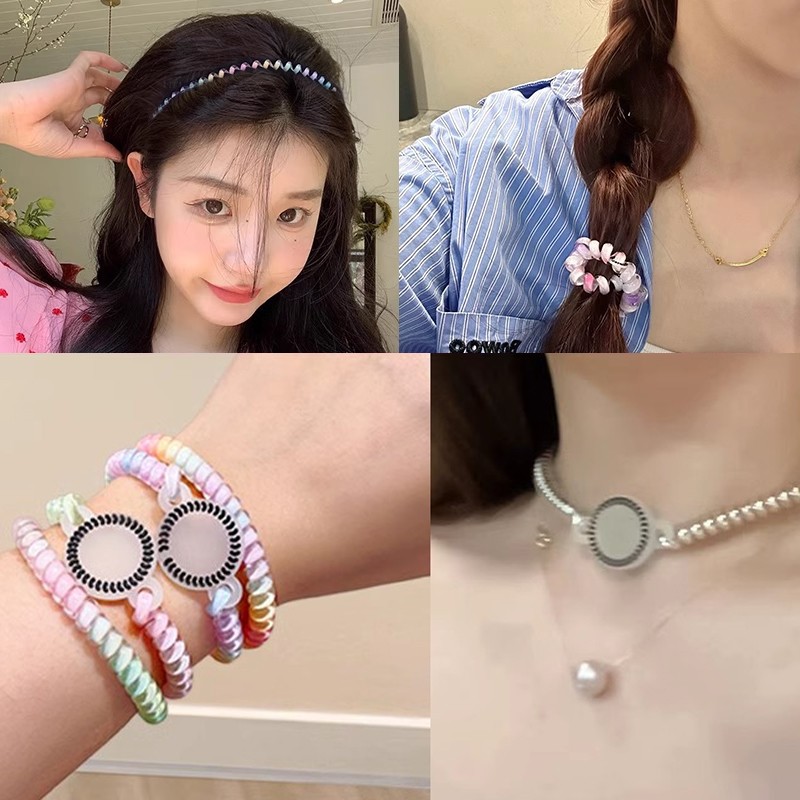 탄성 패션 전화선 헤어 밴드 로프 머리띠 여자 여자 스 - Silicone Band Women 리뷰 및 가격