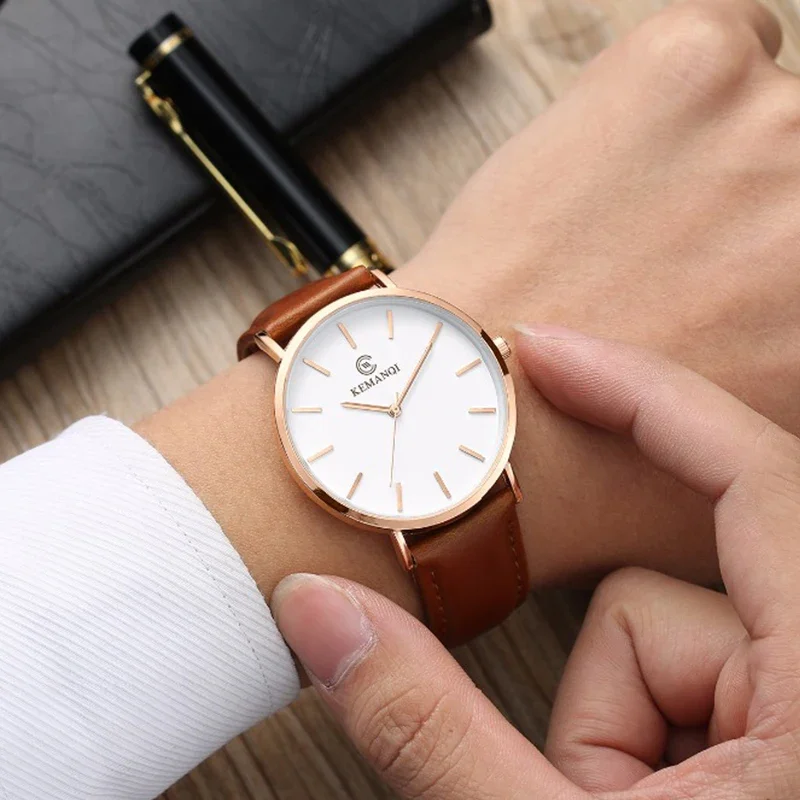 패션 울트라 씬 남성용 쿼츠 손목시계 미니멀리스트 스타 - Leather Watch Band Men 리뷰 및 가격