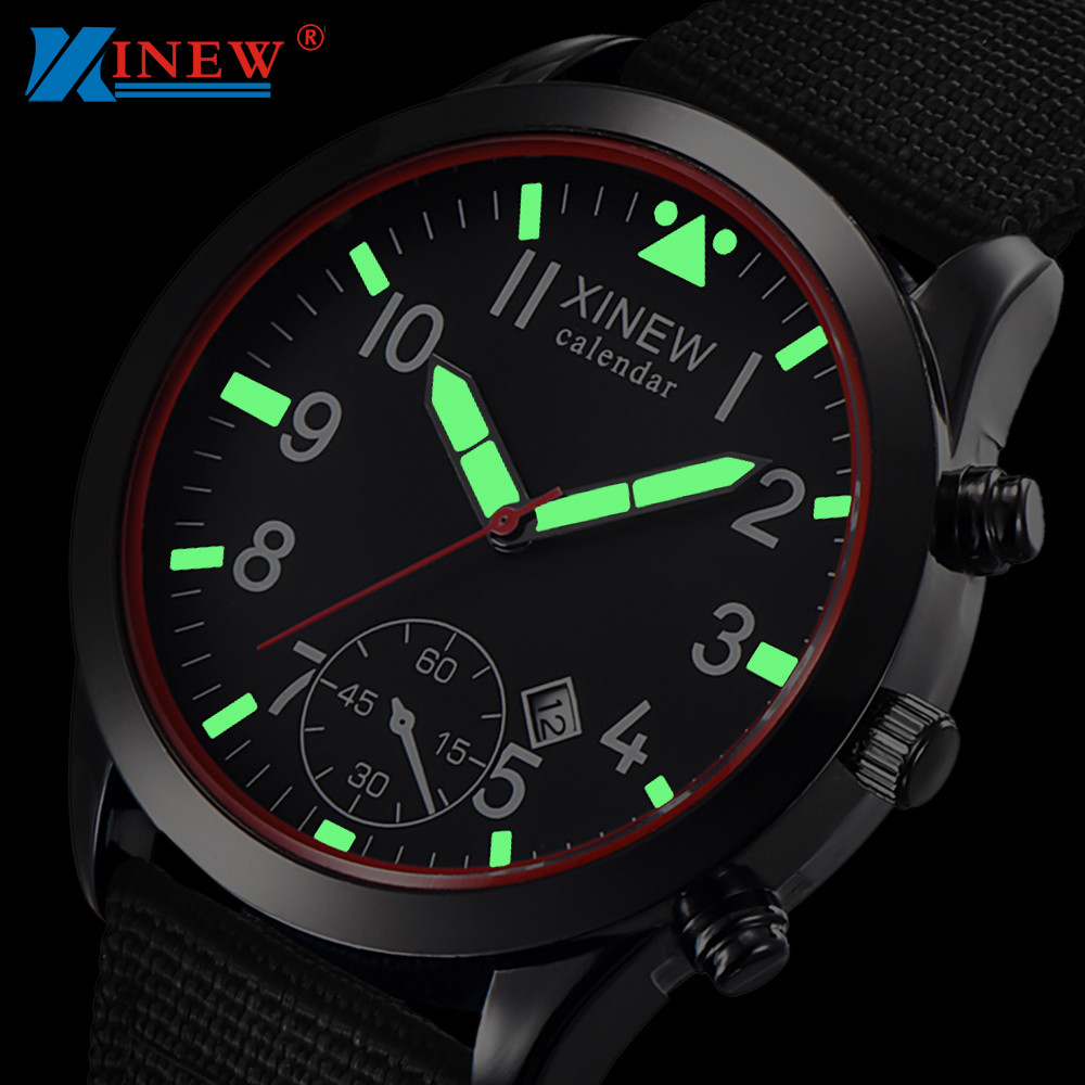 2020 XINEW 남성용 야광 달력 쿼츠 시계, 육군 - Canvas Strap Watch 리뷰 및 가격