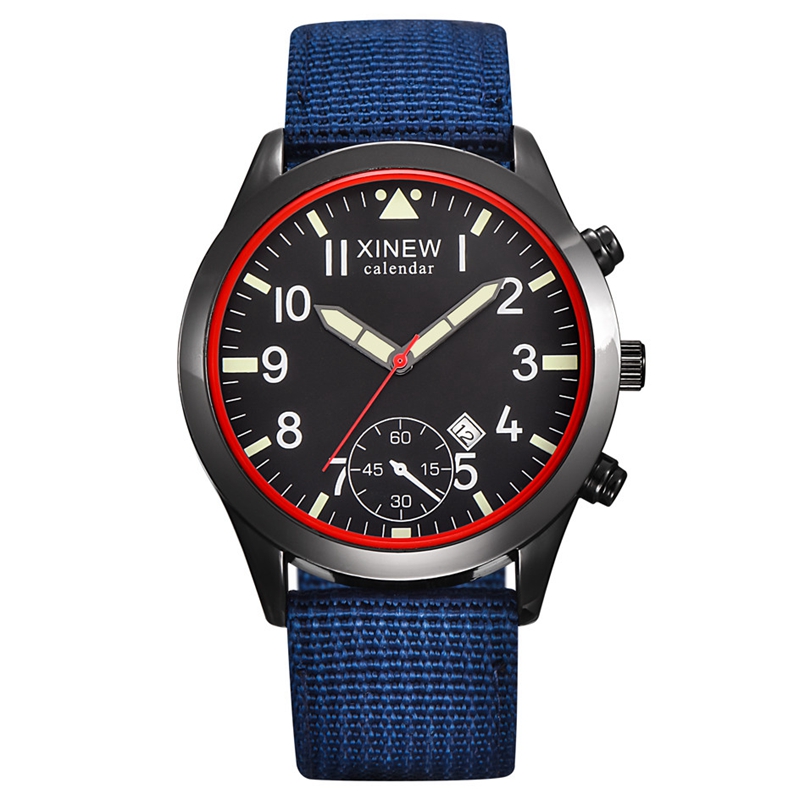 2020 XINEW 남성용 야광 달력 쿼츠 시계, 육군 - Canvas Strap Watch 리뷰 및 가격