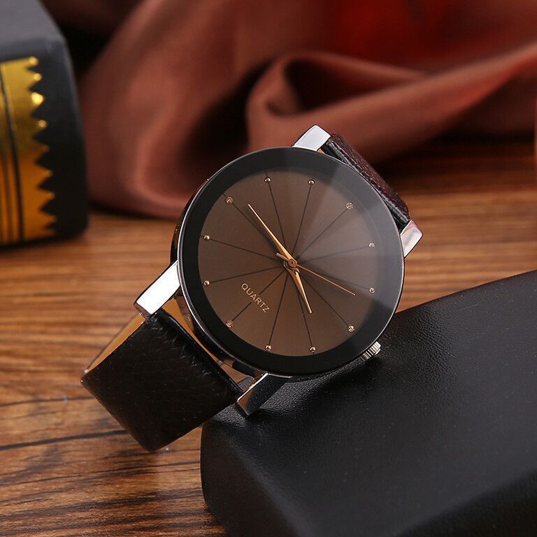 패션 캐주얼 남성 시계 블랙 가죽 밴드 쿼츠 손목 시계 - Leather Watch Band Men 리뷰 및 가격