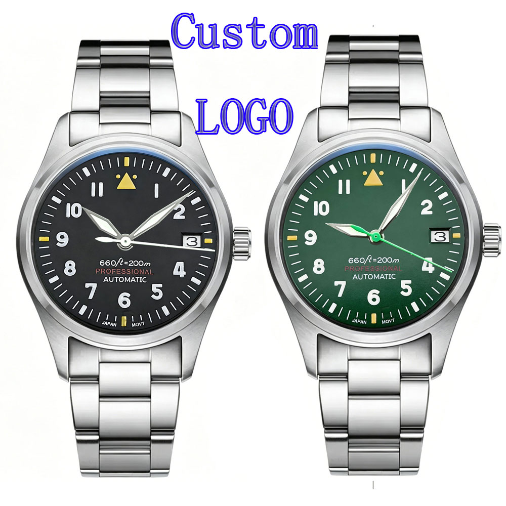 커스텀 로고 36mm 39mm 파일럿 시계 남성용 NH - Stainless Bracelet Diver 리뷰 및 가격