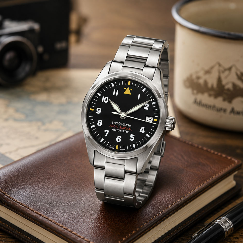 커스텀 로고 36mm 39mm 파일럿 시계 남성용 NH - Stainless Bracelet Diver 리뷰 및 가격