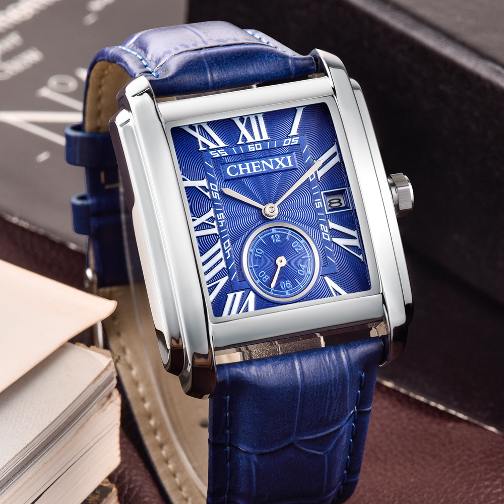 CHENXI 남성용 클래식 스퀘어 브라운 가죽 스트랩  - Leather Watch Band Men 리뷰 및 가격