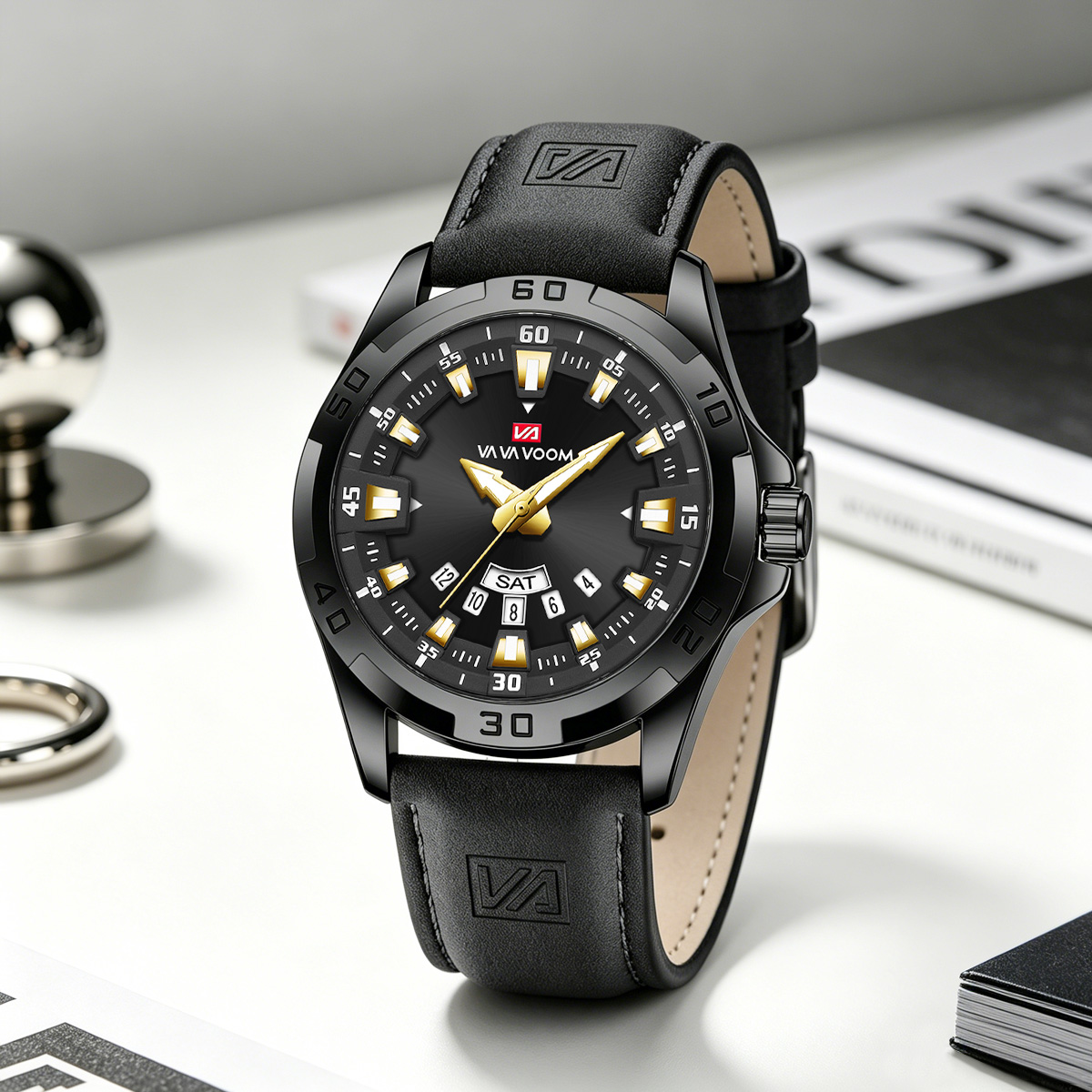 남성용 시계 블랙 가죽 스트랩 스포츠 스타일 45mm  - Leather Watch Band Men 리뷰 및 가격